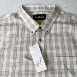 Cabela's Shirt Mens 2XLT Beige Nanotex Fiber 100% Cotton NWT Wrinkle Free